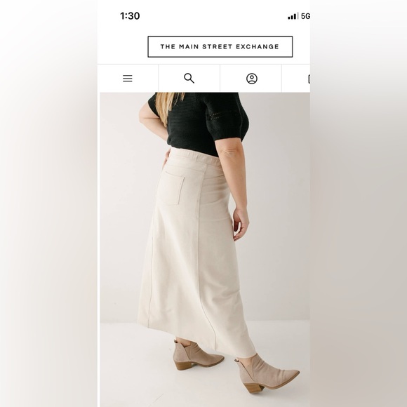 Main Street Exchange gray knit modest maxi skirt faux denim - Picture 8 of 8